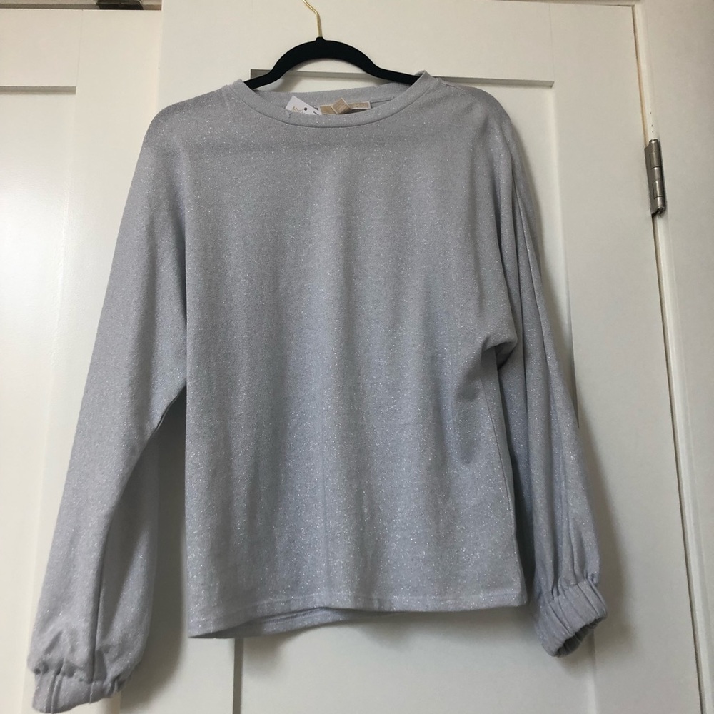 Brand new Michael Kors sequin silver blouse.